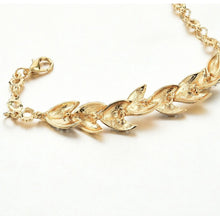Load image into Gallery viewer, Bohemian Style Gold Bracelet Rhinestone Leaves Chain Bangle