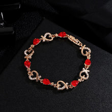 Load image into Gallery viewer, Austrian Crystal Fashion Heart Chain Bracelet