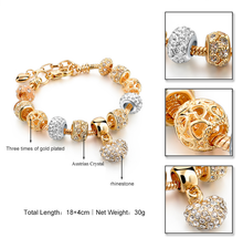 Load image into Gallery viewer, Luxury Golden Plated Crystal Heart Charm Bracelet in 5 styles