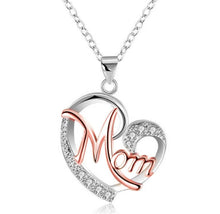 Load image into Gallery viewer, Letter MOM Heart Shape Inlaid Crystal Pendant Necklace Gift for Mother