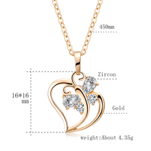 Load image into Gallery viewer, Cubic Zirconia Butterfly Heart Necklace Pendant - 18K