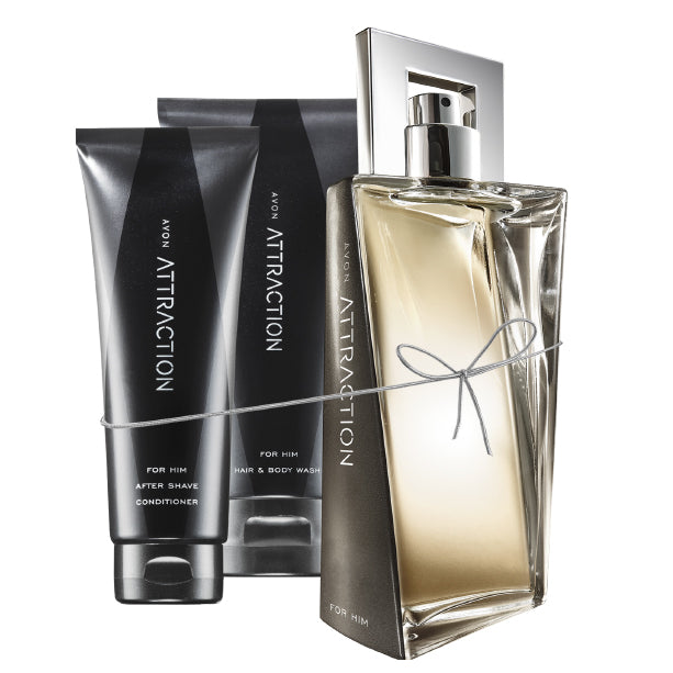 Avon Attraction for Him EDT Aftershave Hair&Body Wash Gift Set B