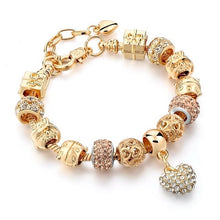 Load image into Gallery viewer, Luxury Golden Plated Crystal Heart Charm Bracelet in 5 styles
