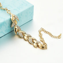 Load image into Gallery viewer, Bohemian Style Gold Bracelet Rhinestone Leaves Chain Bangle
