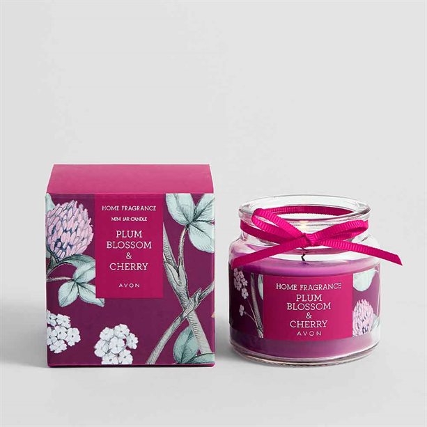 Avon Plum Blossom & Cherry Glass Jar Candle – 80g