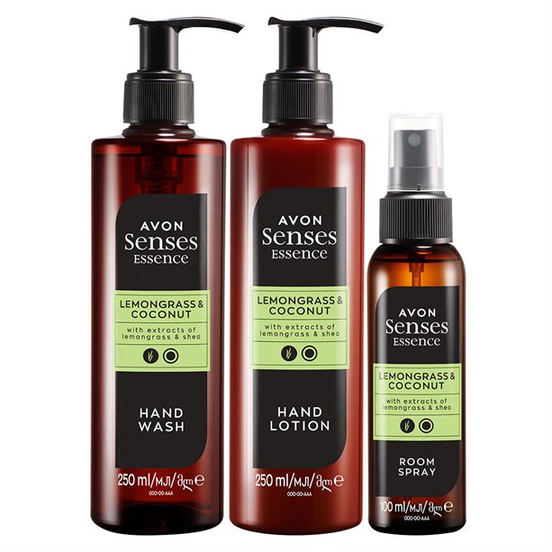 Avon Senses Essence Lemongrass & Coconut Bathroom Trio - Set