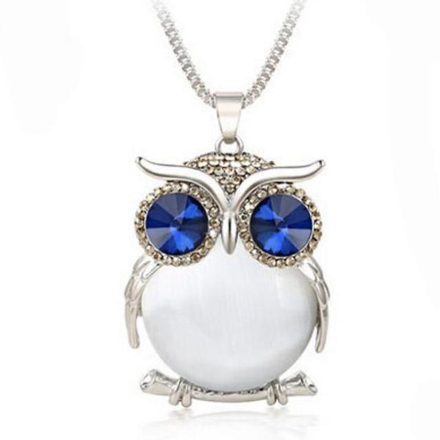 Owl Design Rhinestones Crystal Pendant Necklaces