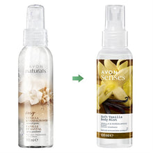 Load image into Gallery viewer, Avon Naturals Senses Soft Vanilla &amp; Sandalwood Body Mist - 100ml
